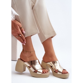 Zazoo 40373 chinelos de couro em bloco, dourado 2