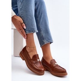 Mocassins femininos de couro Zazoo 20165, marrom 2