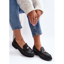 Mocassins femininos de couro Zazoo 20165, pretos 2