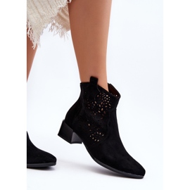 Vinceza Botas femininas perfuradas pretas Madalina preto 1