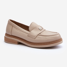 Mocassins femininos de couro Zazoo 20165, bege 2