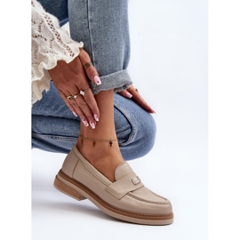 Mocassins femininos de couro Zazoo 20165, bege 1