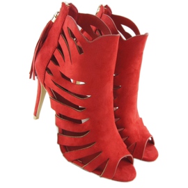 Openwork 1214 Salto vermelho com franjas 1