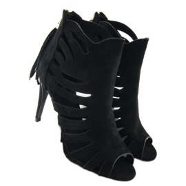 Openwork 1214 Salto preto com franjas 2 Openwork 1214 Salto preto com franjas 2