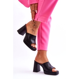 Sweet Shoes Chinelos de salto alto de couro preto 1