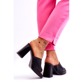 Sweet Shoes Chinelos de salto alto de couro preto 3