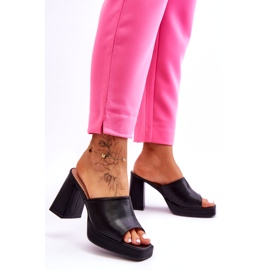 Sweet Shoes Chinelos de salto alto de couro preto 6