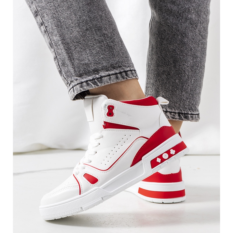 Tênis de tornozelo vermelho Grandis branco 1