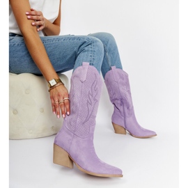 Botas de cowboy roxas de salto alto Sapri roxo 1
