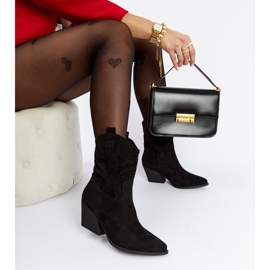 Botas de cowboy Taurus pretas com salto alto e aberturas preto 2