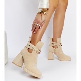 Botins bege decorados com zircônias cúbicas Elm 2 Botins bege decorados com zircônias cúbicas Elm 2