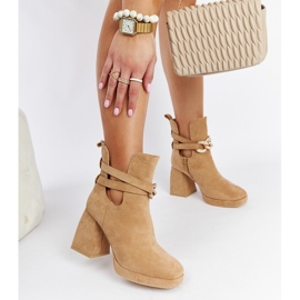 Botins castanhos decorados com zircónias cúbicas Elm bege 2 Botins castanhos decorados com zircónias cúbicas Elm bege 2