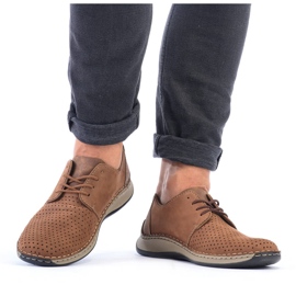 Sapatos de couro marrons vazados para homens Rieker 05226-24 marrom 1