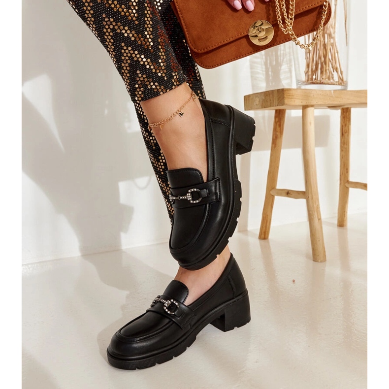 Mocassins Grisel pretos em couro ecológico 1