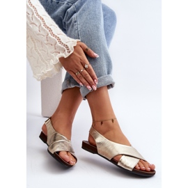 Zazoo 40407 Sandálias femininas de couro douradas dourado 1