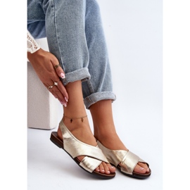 Zazoo 40407 Sandálias femininas de couro douradas dourado 2