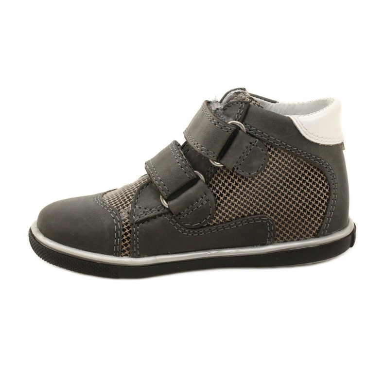 Sapatos de couro feminino com flores brancas 91904 Bartek cinza 2