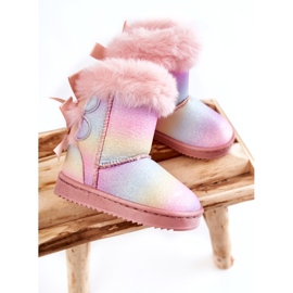 Botas isoladas infantis com arcos, botas de neve com várias coloridas rosa 3