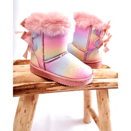 Botas isoladas infantis com arcos, botas de neve com várias coloridas rosa 2