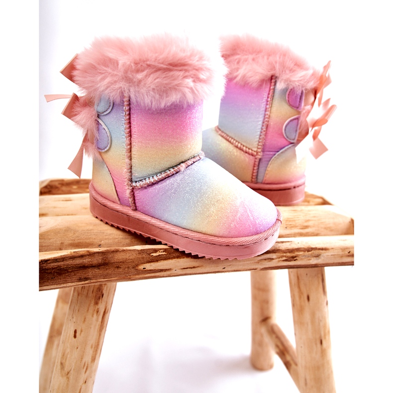 Botas isoladas infantis com arcos, botas de neve com várias coloridas rosa 2