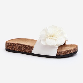 Chinelos femininos de flores brancas da Lulania branco 1