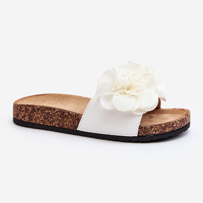 Chinelos femininos de flores brancas da Lulania branco 1