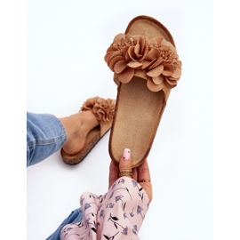 Chinelos femininos com flores, Marrom Lulania castanho 1