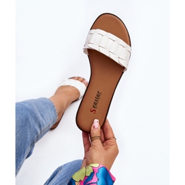 Chinelos planos clássicos femininos brancos Namrita 1