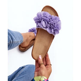 Chinelos femininos com flores, roxo Lulania tolet 1