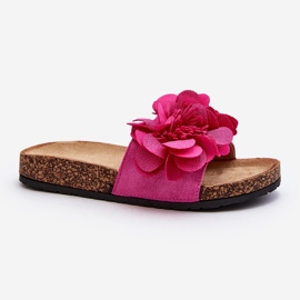 Chinelos femininos com flores fúcsia Lulania rosa 1