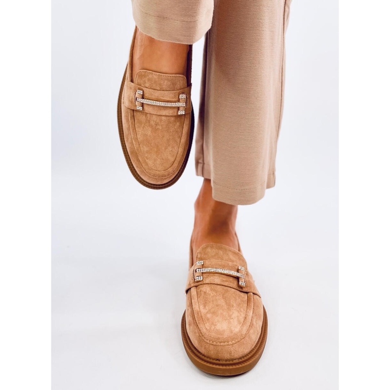 Mocassins femininos Ferdis Khaki bege 1