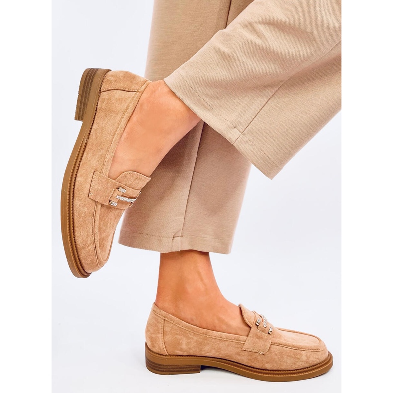 Mocassins femininos Ferdis Khaki bege 2