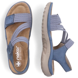 Sandálias femininas confortáveis ​​com velcro azul Rieker 64870-14 2