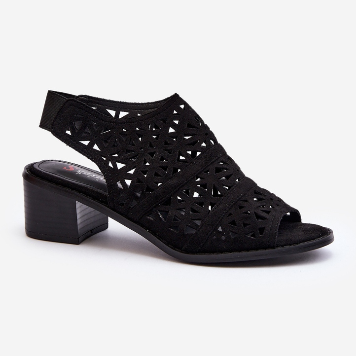 Sandálias de salto alto perfuradas pretas Serapina preto 1