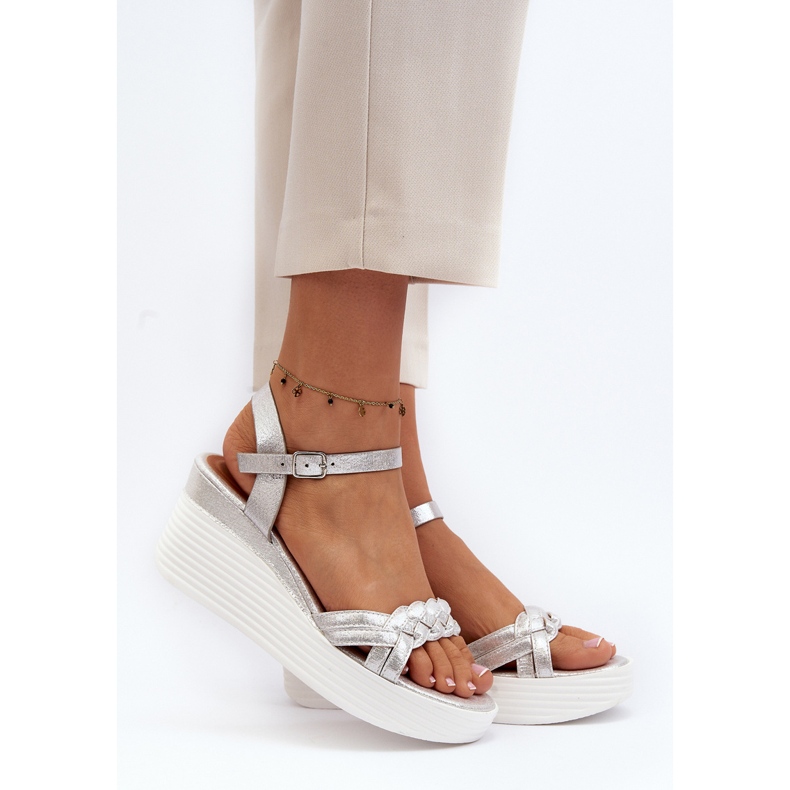 Sandálias de Cunha Prata Esinna 1