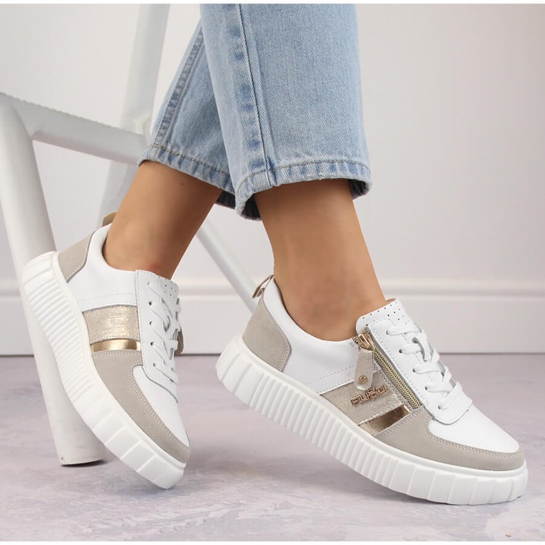 Calçado desportivo feminino de couro, branco Filippo DP6121 1