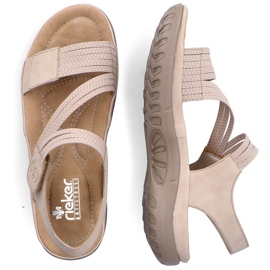 Sandálias femininas confortáveis ​​com velcro e elásticos, bege Rieker 64870-62 15