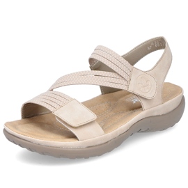 Sandálias femininas confortáveis ​​com velcro e elásticos, bege Rieker 64870-62 9