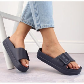 Chinelos femininos plataforma de espuma com fivela, azul marinho Big Star NN274A665 2