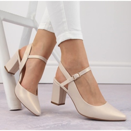 Sandálias formais femininas com salto alto bege pérola Sergio Leone SK446 1