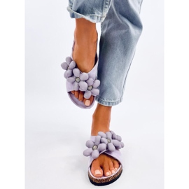 Chinelos de cortiça com almofada de flores Charss Purple tolet 1