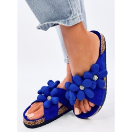 Chinelos de cortiça com almofada de flores Charss Blue azul 2