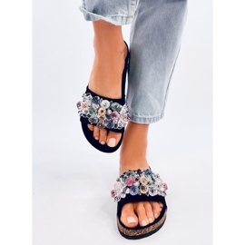 Maliv Chinelos de cortiça preta com pedras preto 1