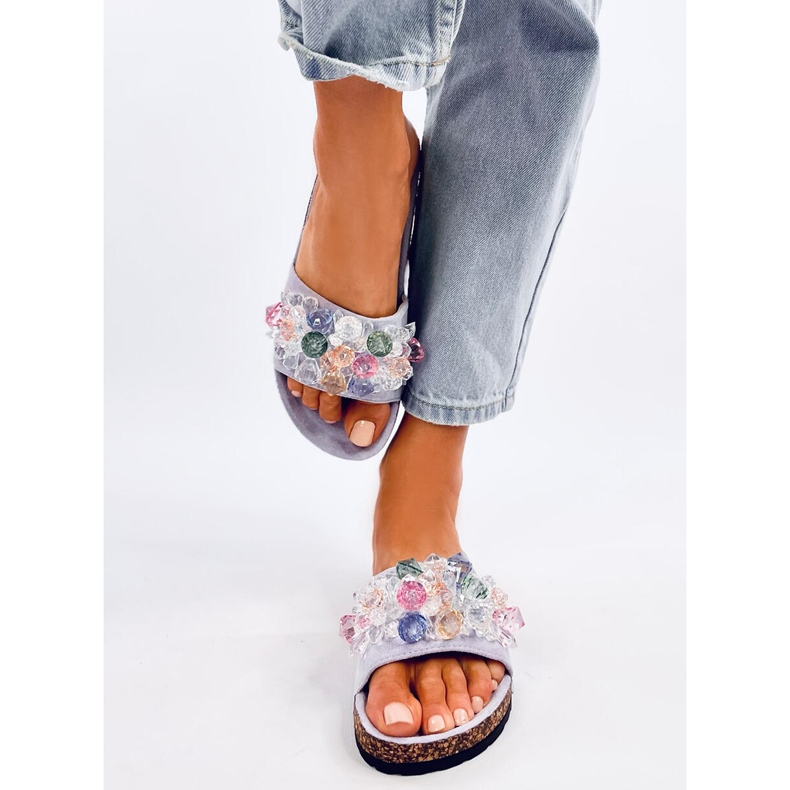 Chinelos de cortiça com pedras Maliv Purple tolet 1