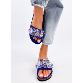 Chinelos de cortiça com pedras Maliv Blue azul 1