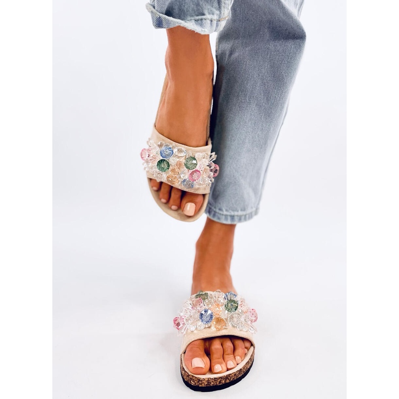 Chinelos de cortiça com pedras Maliv Beige bege 1