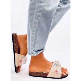 Chinelos de cortiça com pedras Maliv Beige bege 2