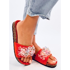 Chinelos de cortiça com pedras Maliv Orange laranja 2