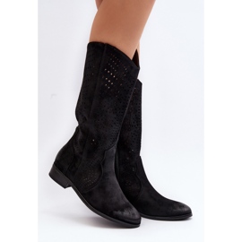 Vinceza Botins perfurados de cano médio preto Kleorelia preto 2