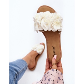 Chinelos femininos com flores Eelfan branco 2 Chinelos femininos com flores Eelfan branco 2